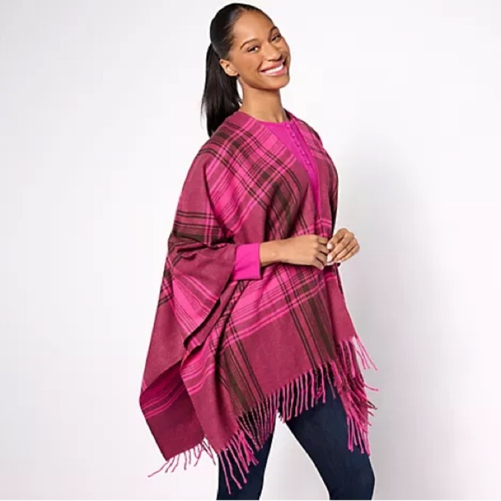 Belle by Kim Gravel Wrapping All The Way Holiday Ruana Wrap in Winterberry